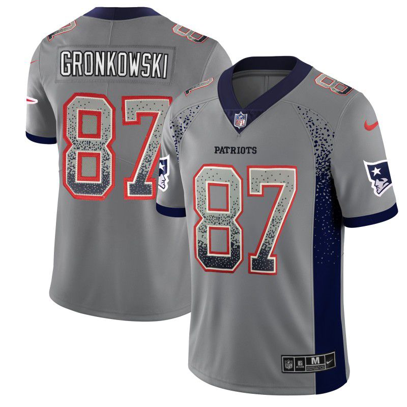 Men New England Patriots #87 Gronkowski Grey Nike Drift Fashion Color Rush Limited NFL Jerseys->buffalo bills->NFL Jersey